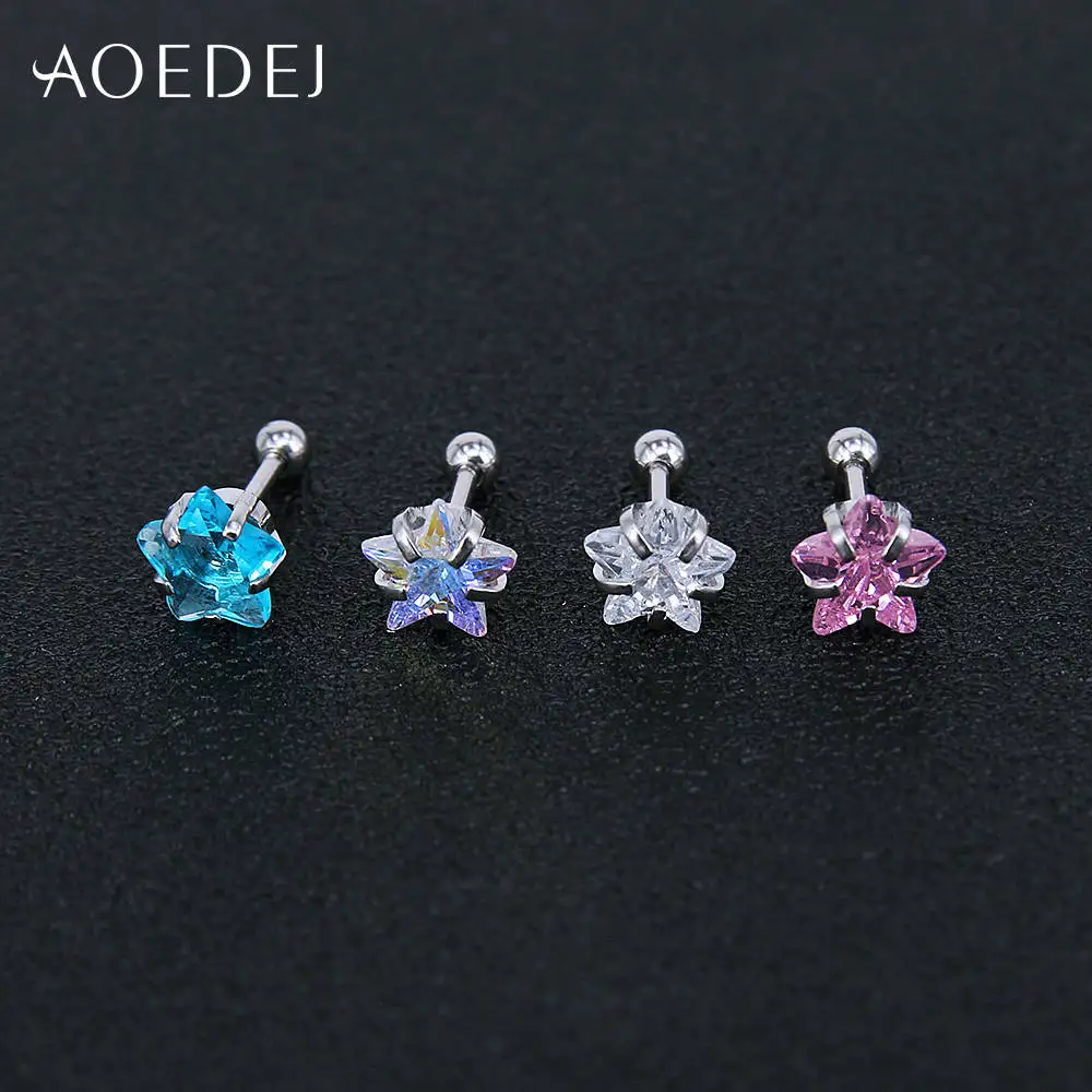 Женские серьги гвоздики с цветными сердечками AOEDEJ стразы из нержавеющей стали 3 8