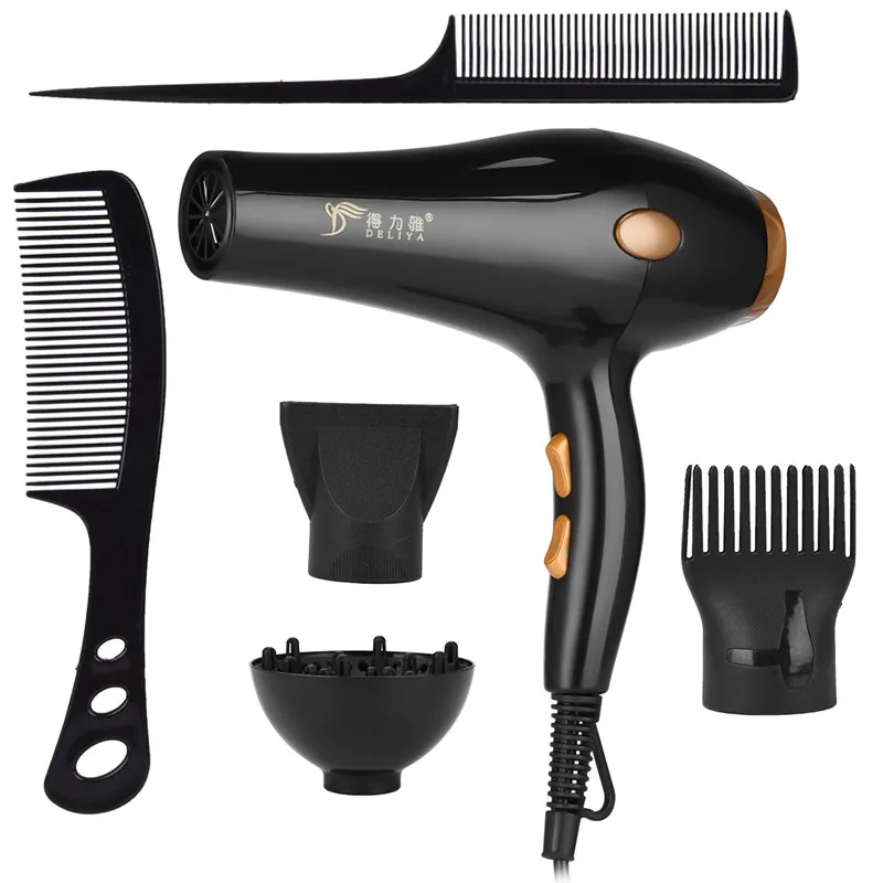 220V Hair Dryer Blow Air With Concentrator Nozzle Diffuser Comb Brush