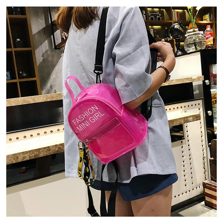 Прозрачные женские рюкзаки мини размера из ПВХ для девочек-подростков, школьный рюкзак на молнии, дорожная сумка