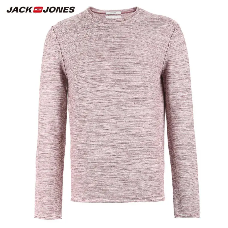 JackJones осенний мужской хлопковый контрастный цветочный свитер с круглым вырезом и длинным рукавом свитер Топ 218324512