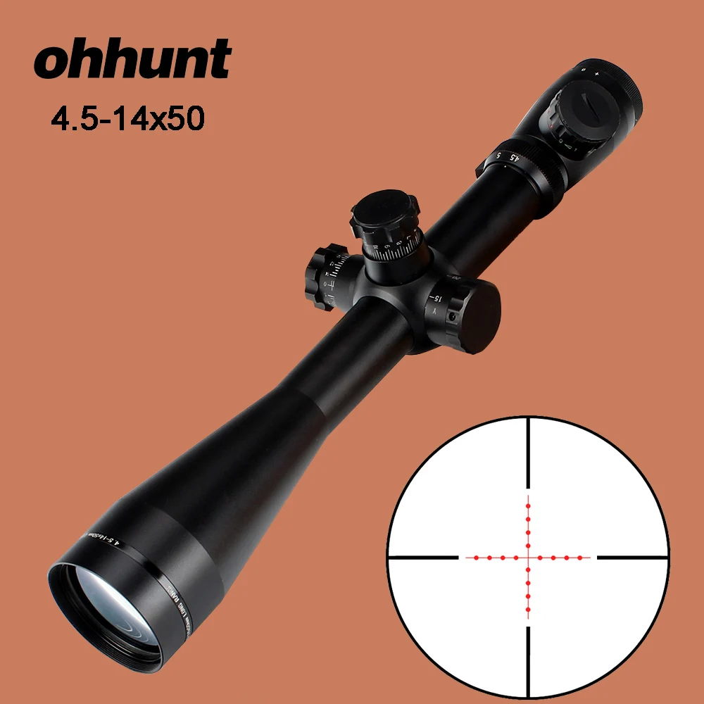 

ohhunt Hunting Optical Mark 4.5 -14x50 Rifle Scope M1 Riflescope Mil-Dot Glass Etched Reticle Red Green Illuminated Sights