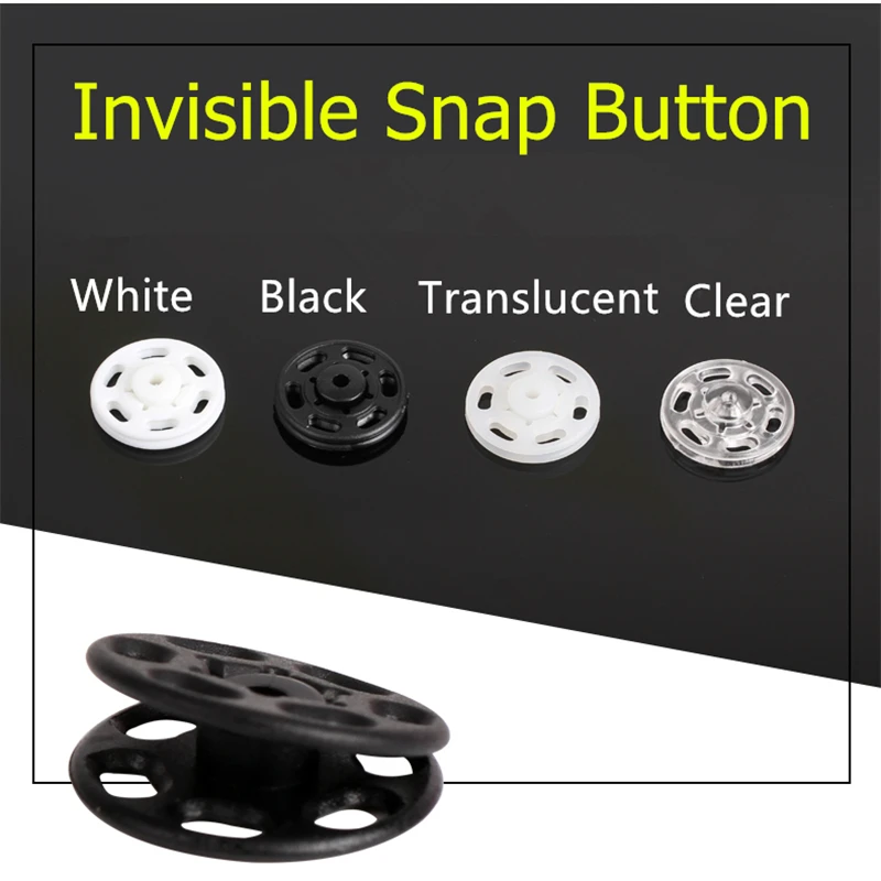 Plastic Invisible Snap Button Transparent Black White Buttons Pression