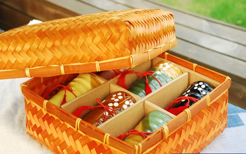 Japanese style ceramic tea set cup japanese style tea set rattan gift