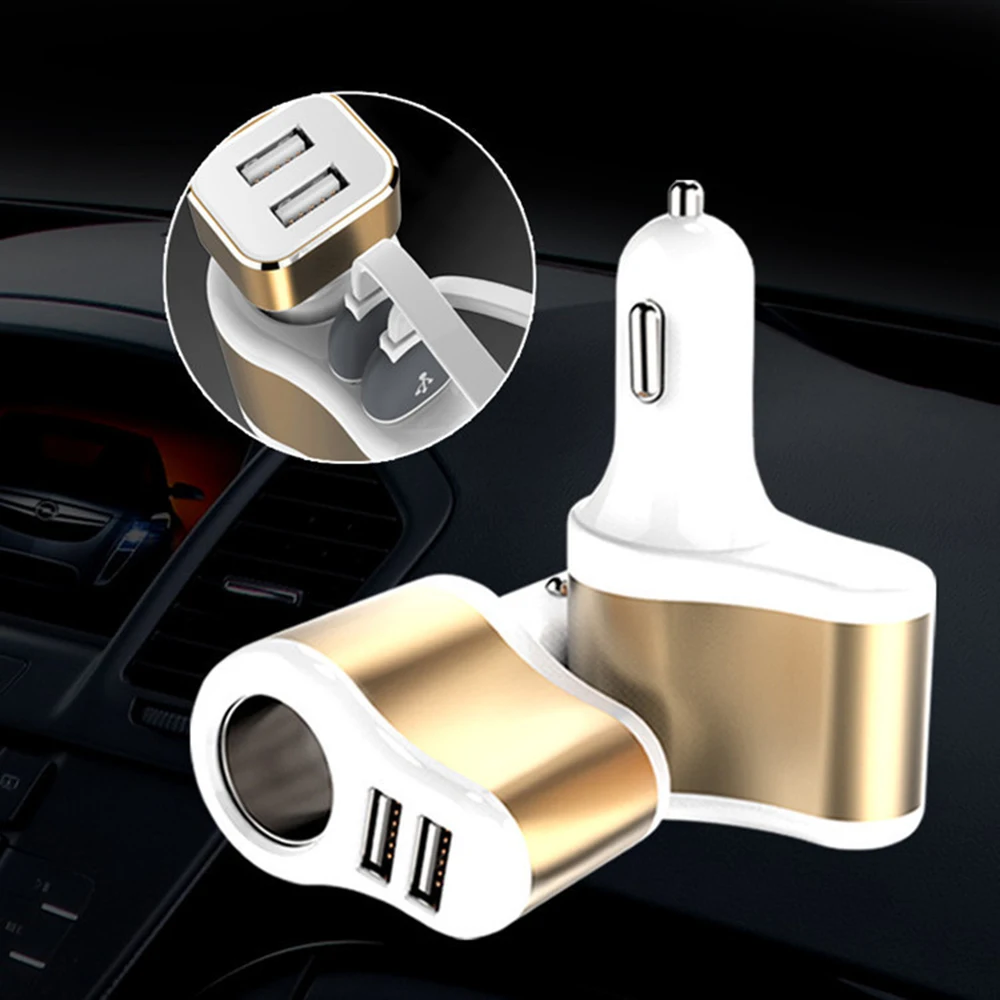 

Car Charger Cigarette Lighter 2-Ports USB Charger 2.1A Car-Charger Mobile Phone Universal For iPhone Samsung Xiaomi Charging