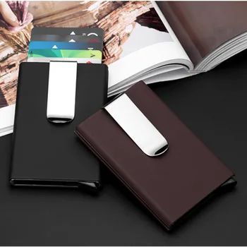 

YAMBUTO 2020 New Men Business Card Holder Hand Push Card Case Metal Ultra Thin RFID Anti-theft Business Card Case