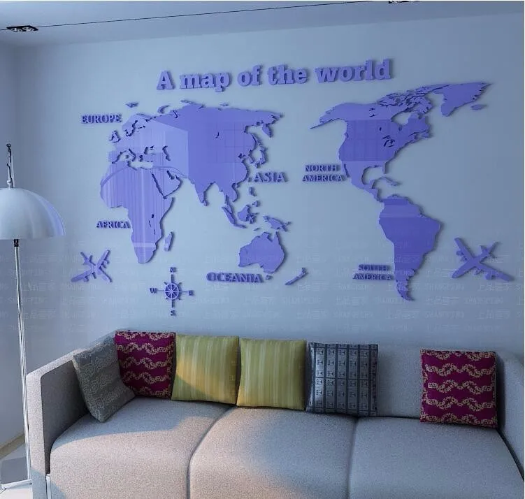 Карта мира Наклейка на стену Mapa Mundial Wereldkaart Carte Du Monde 3D акриловая офисная гостиная декорирование стен стикер s Муро