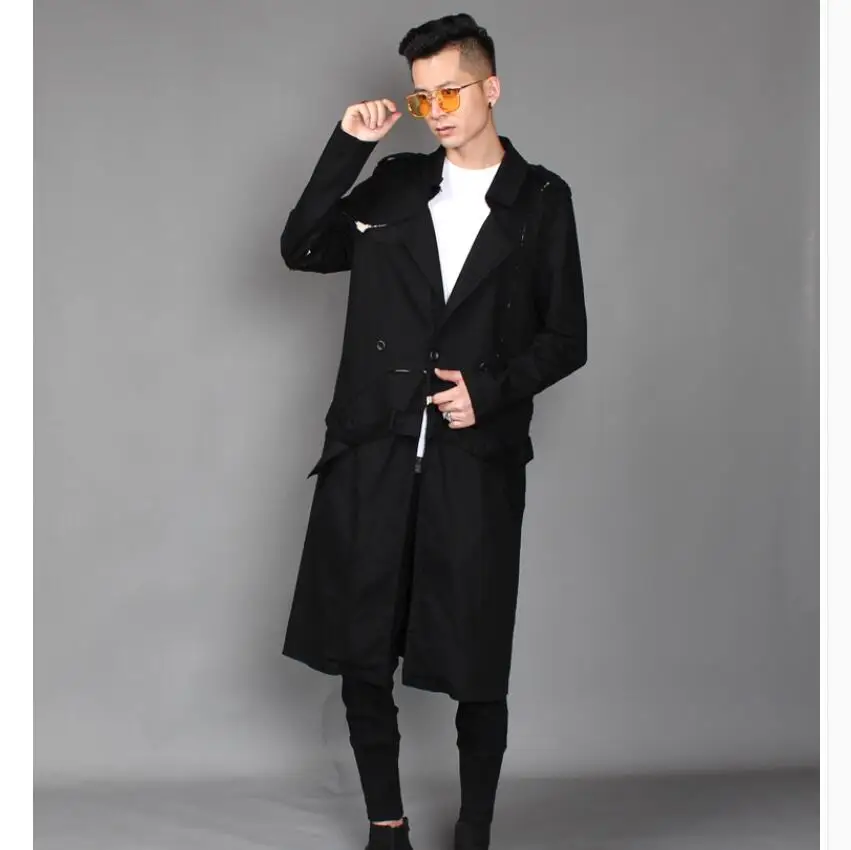 Original new autumn clothing men Korean version of the long trench coat
