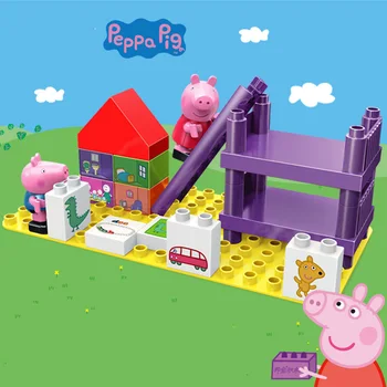 

Peppa pig Action Toy Figures Learning Education Toy Blocks house dolls young assembling and assembling Toys For Children