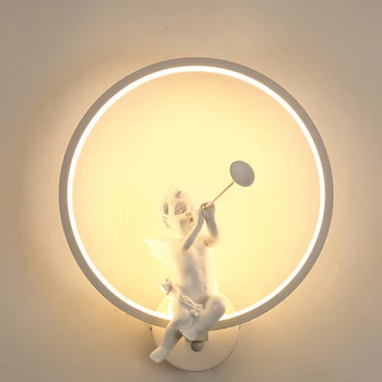 

Modern Art Angel Circle LED Wall Mounted Lamp Staircase Aisle LED Light Creative Living Room Cafe Bedside Bedroom Wall Lamp
