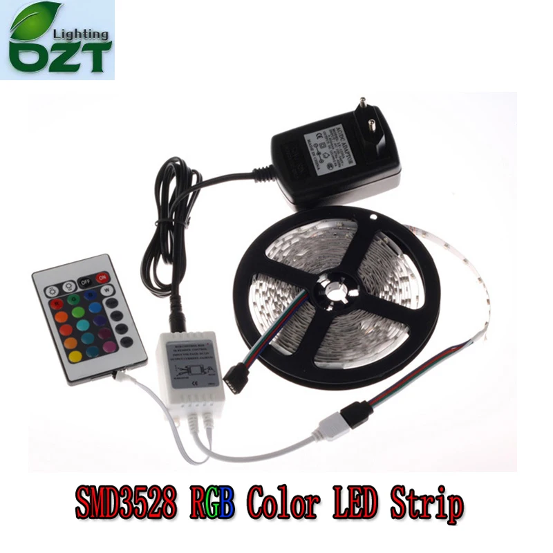 Цветная(RGB) Светодиодная лента 5 м, 300Led 3528 SMD 24Key ИК-пульт дистанционного управления 12V 2A адаптер питания гибкая светодиодная лента для домашнего украшения лампы