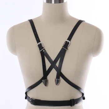 

PU Body Leather Harness Sexy Black Belt Lingerie Fetish for Women Goth Bondage Hollow Out Top Cage Bra Club Rave Festival Dance