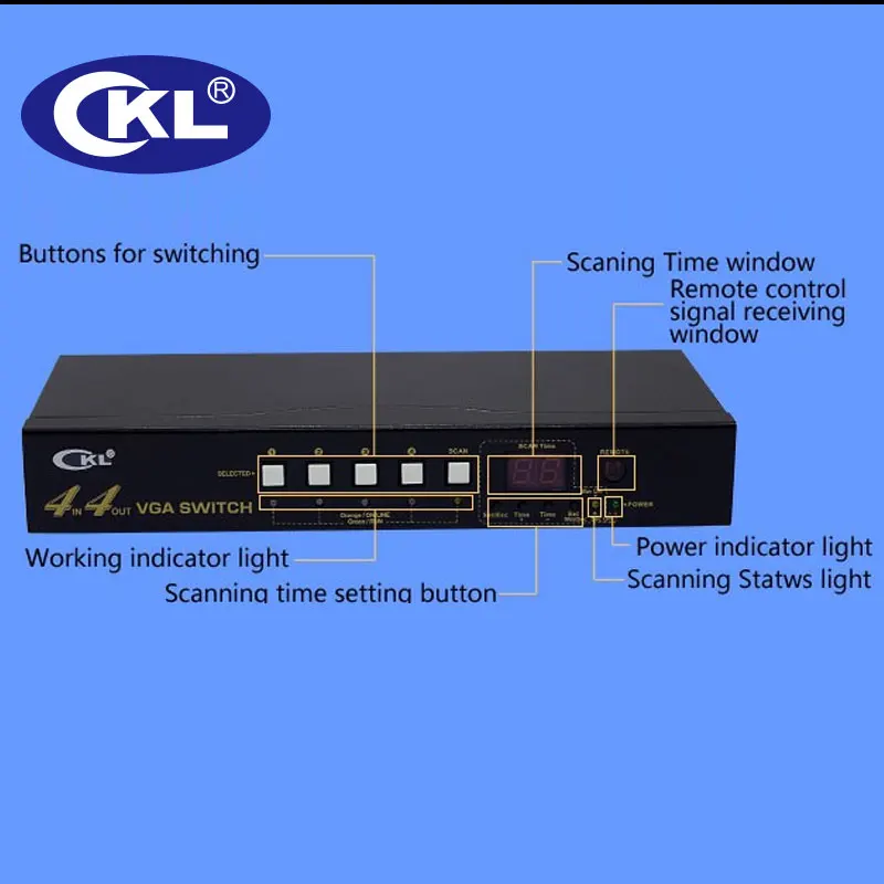 CKL-444R High-end vga-коммутатор PLC сплиттер с аудио 4 в 4 из 2048*1536 450 МГц для ПК монитор с ИК-пульт дистанционного управления RS232 Управление