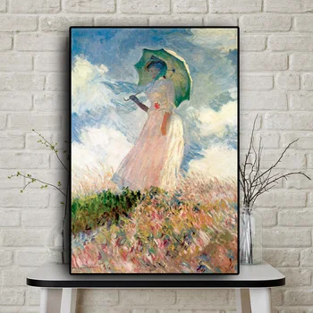 

Abstract Woman with a Parasol Madame by Claude Monet Oil Painting on Canvas Posters and Prints Wall Art Picture for Living Room