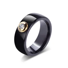 Классические черно-белые керамические кольца с большим CZ камнем золотого цвета 925 пробы серебра для женщин и мужчин обручальное кольцо