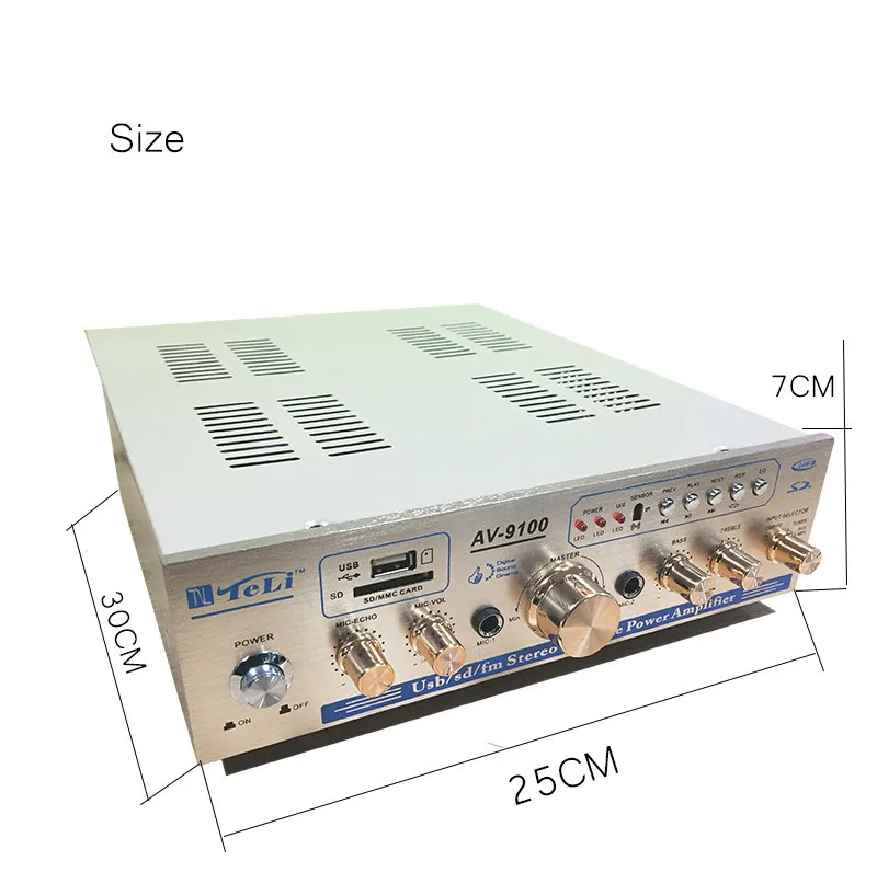 Vancord Digital HIFI Karaoke 2CH Home Theater Stereo Audio Amplifier Support Dual Microphone USB SD FM Radio Input AV-9100 (11)