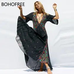 BOHOFREE HUICHOL HYACINTH платье макси Femme V образным вырезом богемный Boho длинное vestidos mujer повседневное длинное женское