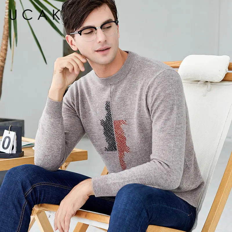 UCAK Brand Pure Merino Wool Sweater Men Streetwear Fashion O-Neck Pull Homme Autumn Winter Soft Warm Cashmere Pullover Men U3038 UCAK Brand Pure Merino Wool Sweater Men Streetwear Fashion O-Neck Pull Homme Autumn Winter Soft Warm Cashmere Pullover Men U3038