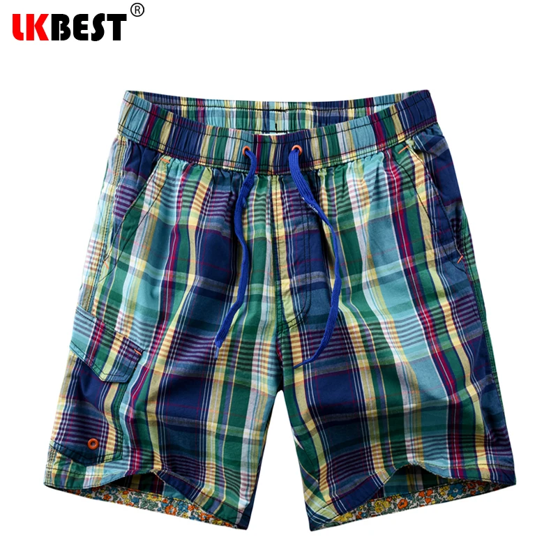 

LKBEST 2019 Summer mens beach shorts fashion shorts men loose plaid board shorts brands men swimwear trucks S01