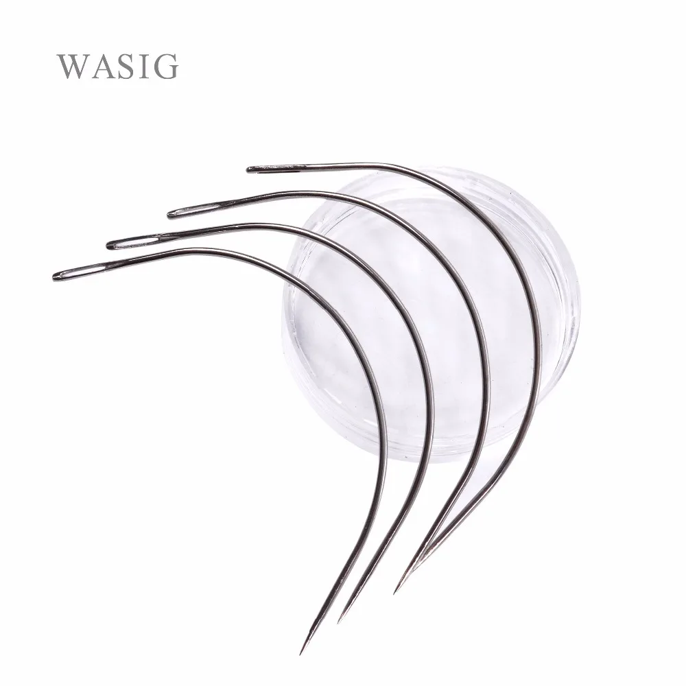 

50pcs 9CM C Shape Curved Needles Threader Sewing/Weaving Needles for Human Hair Extension Weft Weaving