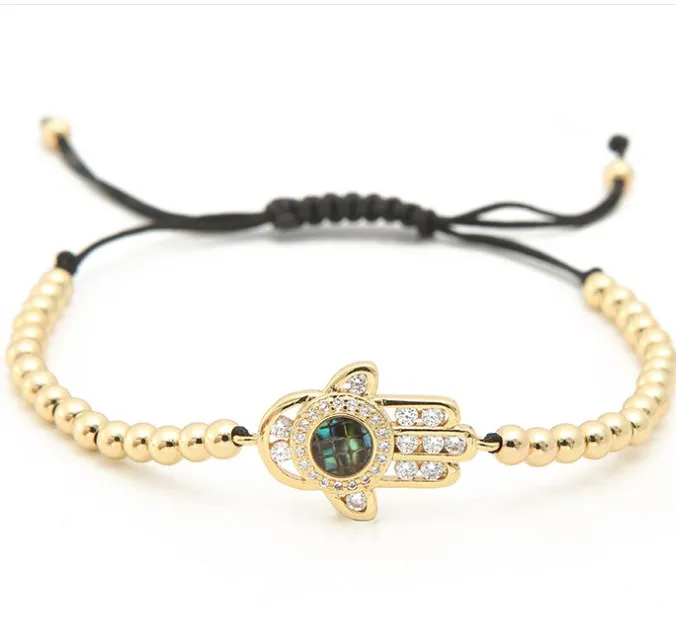 

gold silver micro pave cz Cubic Zirconia rope adjusted Copper Beads Bracelet bj43 hand Charm Braided Bangles Women