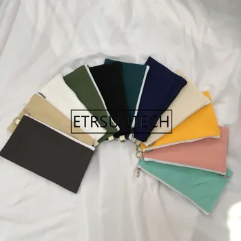 

50pcs/lot Cotton Canvas Cosmetic Bag Makeup Zipper Pouch Travel Toiletry Bag canvas zipper Pencil bag Mobile phone clutch bag
