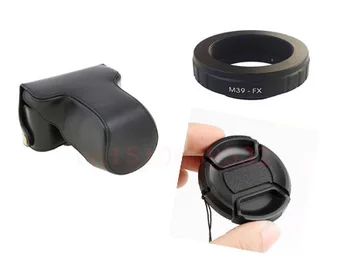 

3 in 1 Lens Mount Adapter Ring + Leather camera case bag + Lens cap For M39 Leic Screw Lens to Fuji X-Pro1/X-E1/X-M1X-A1 M39-FX