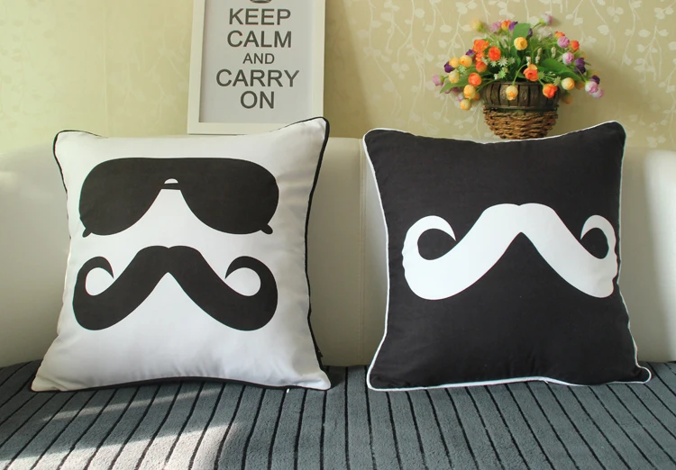 5 Styles Moustache Cushion Covers Sunglass Soft Pillow