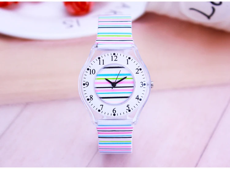 Модные спортивные часы с простым узором для мальчиков и девочек Водонепроницаемые силиконовые студенческие часы водонепроницаемые детские кварцевые часы