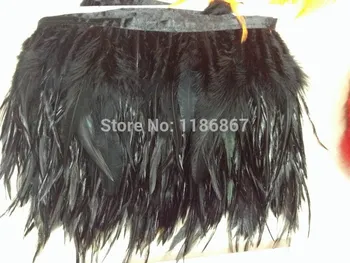 

Free Shipping Height 4-6" 10-15cm black Rooster Hackle Feather Fringe tail Rooster feather Trimming