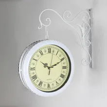 Double sided Wrought Iron Wall Clock Modern Design Watch Saat Wall Clocks Relogio de Parede Reloj de Pared Horloge Murale Klok