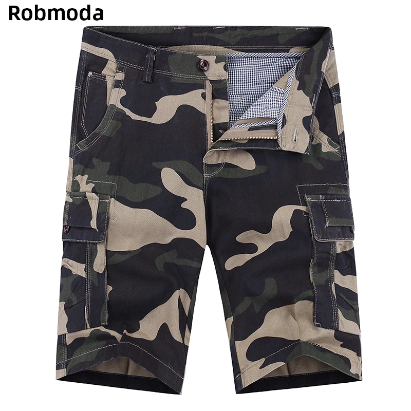 Камуфляжные свободные хлопковые шорты в повседневном стиле, мужские Модные Военные Короткие штаны летняя уличная одежда дышащий Камуфляж Шорты