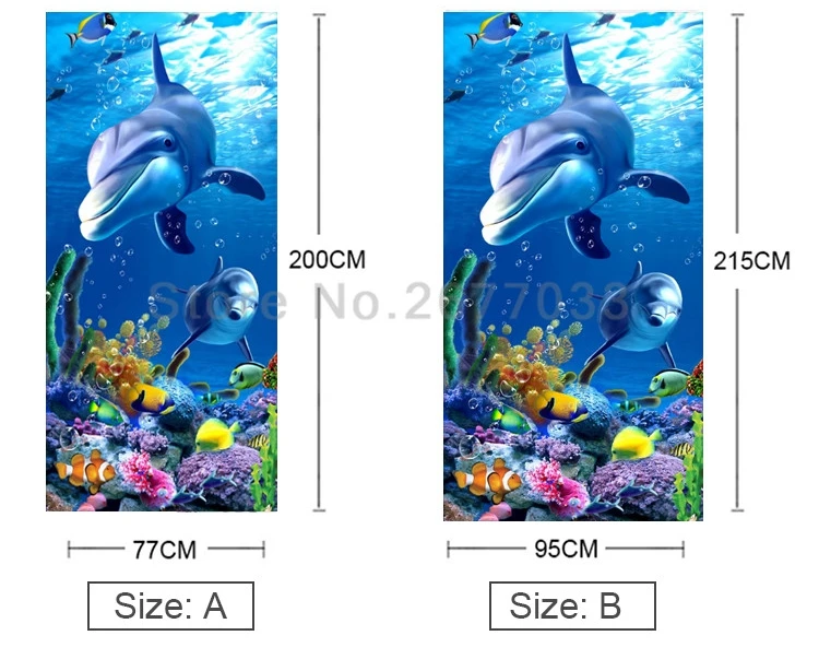 2 шт./компл. 3D креативные наклейки с дельфинами наклейка на дверь DIY Фреска для детской комнаты домашний декор плакат ПВХ Водонепроницаемый дверной стикер