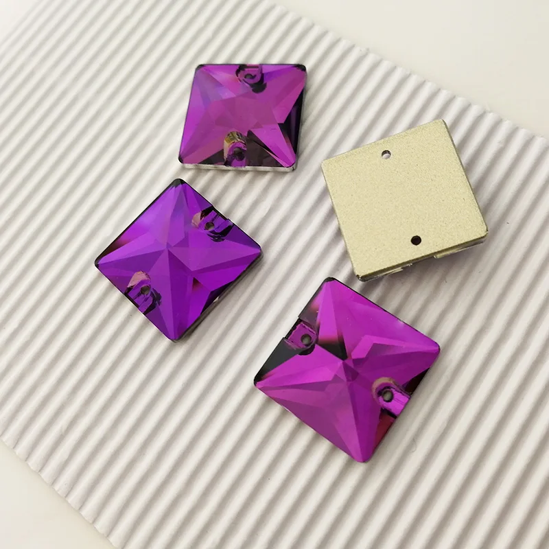 Amethyst YANRUO 3240 квадратные Аметистовые пришивные камни с плоской задней поверхностью стеклянные хрустальные стразы для шитья кристаллов для одежды - Цвет: Amethyst