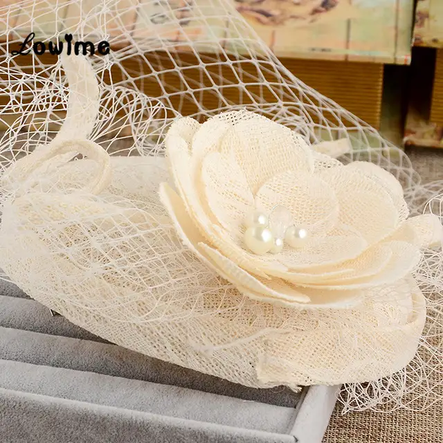 Uk Vintage Princess Bridal Hats Linen Wedding Hair Accessories