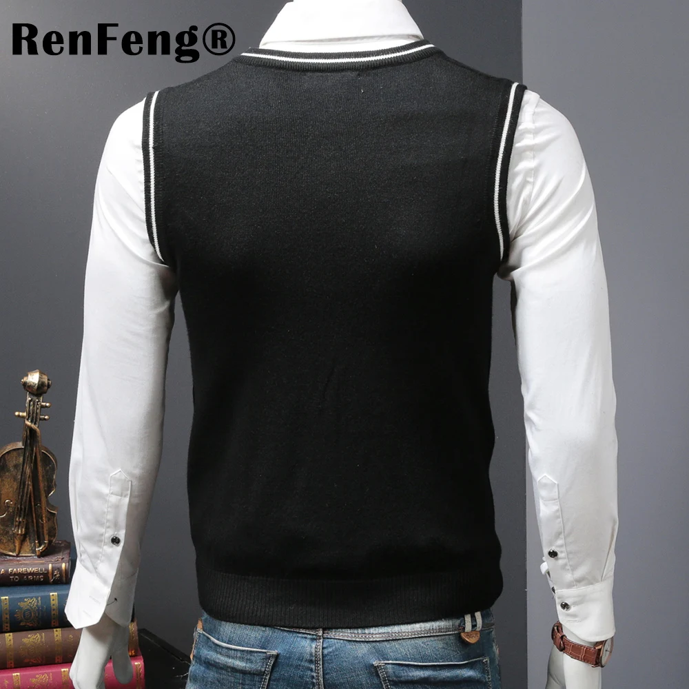 2018 New Arrival Solid Patchwork Sweater Vest Men Cashmere Sweaters Wool Pullover Men Brand V-Neck Sleeveless Jersey Hombre (7)