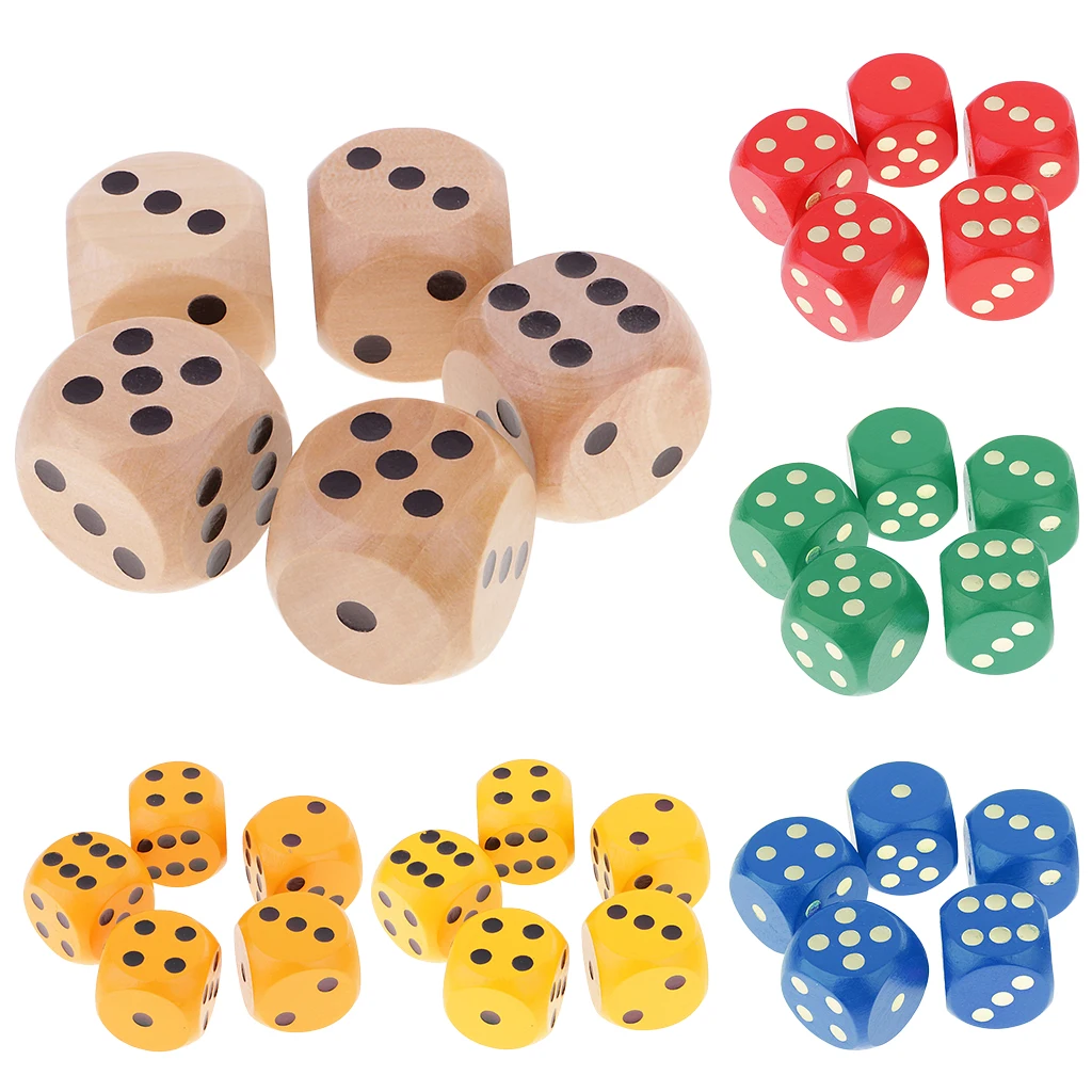 5 Piece/Set 3cm Wooden Dice D6 Six Sided Dotted Dice for D&D DND MTG TRPG Dungeons And Dragons Poker Card Travell Game Toy