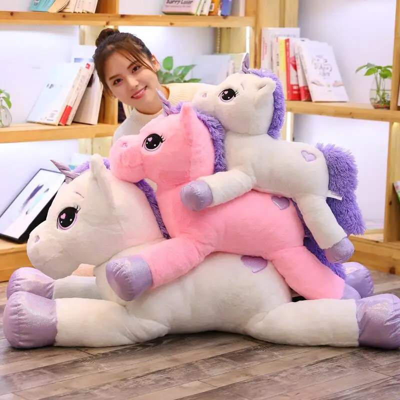 Large Size Cute Unicorn Plush Toys Pink White Horse Soft Doll Stuffed Animal Big Size Toys for Children Birthday Gift