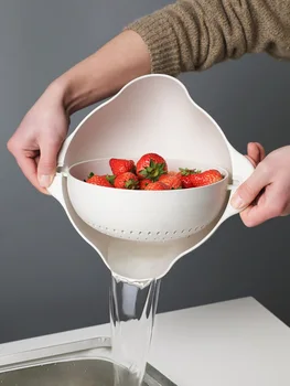 

Kitchen Double Sink Dish Drain Basket Home Fruit Bowl