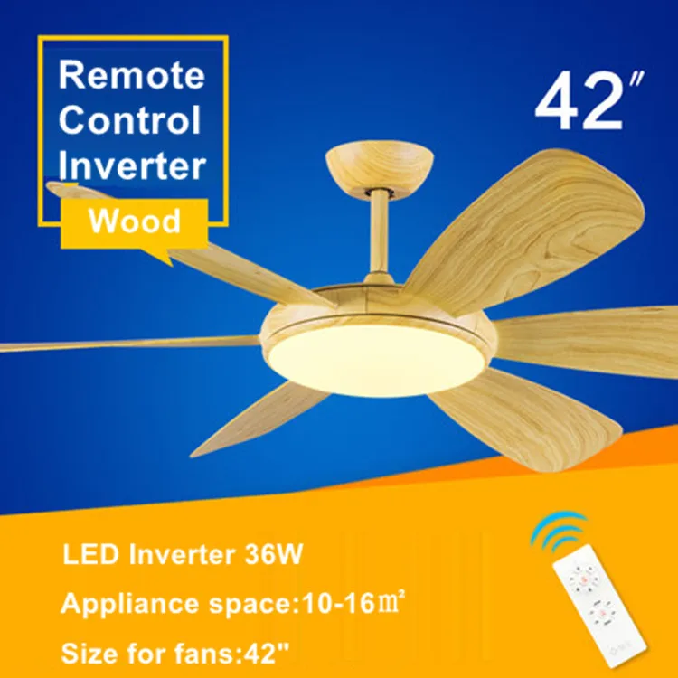 LED Ventilador de techo lámpara Restaurante Salón luz Ventilador ventiladores eléctricos de refrigeración Ventilador del hogar Control remoto Ventilador