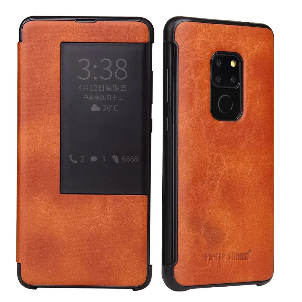 Из искусственной кожи+ Жесткий ПК Windows Посмотреть Смарт флип чехол для huawei mate 20 про сон проснуться Функция Телефон чехол для huawei mate 20