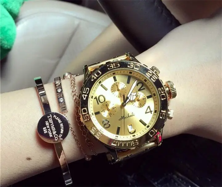 Высококачественные мужские и женские часы, роскошные шестиконтактные часы с календарем, часы с кристаллами под платье, женские часы из розового золота, Mashali88038