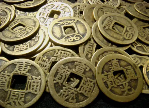 20 латунных китайских I Ching монет фэн шуй+ 2 шт подарочные пакеты