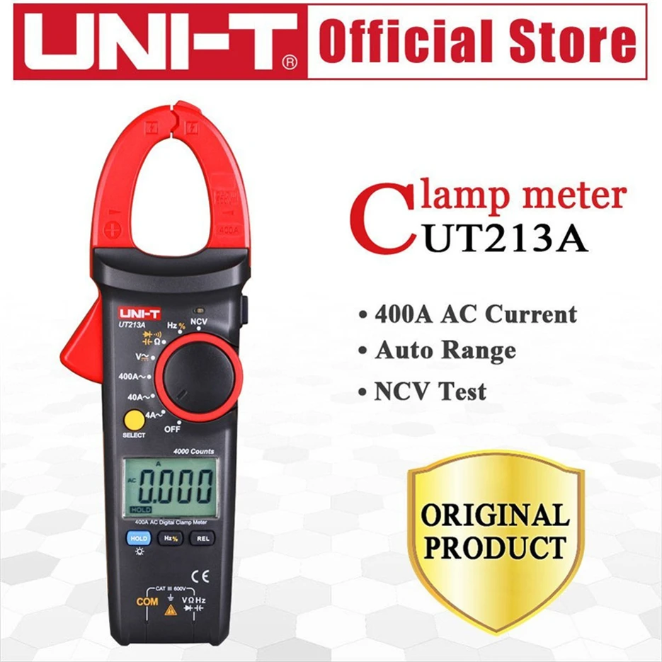 

UNI-T UT213A True RMS 400A Digital Clamp Meter AC/DC/Resistance/Capacitance/Frequency/ Clamp Digital Multimeter