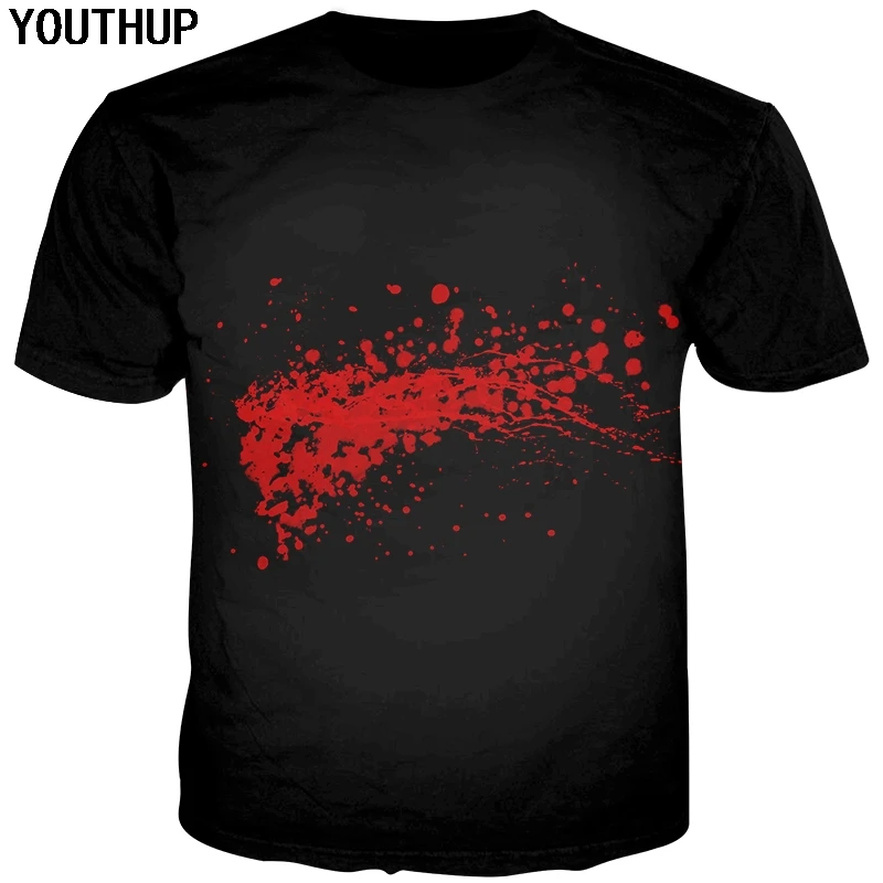 YOUTHUP 2019 Новое поступление для мужчин's футболки с коротким рукавом прохладный крови печатных мужской 3D черный