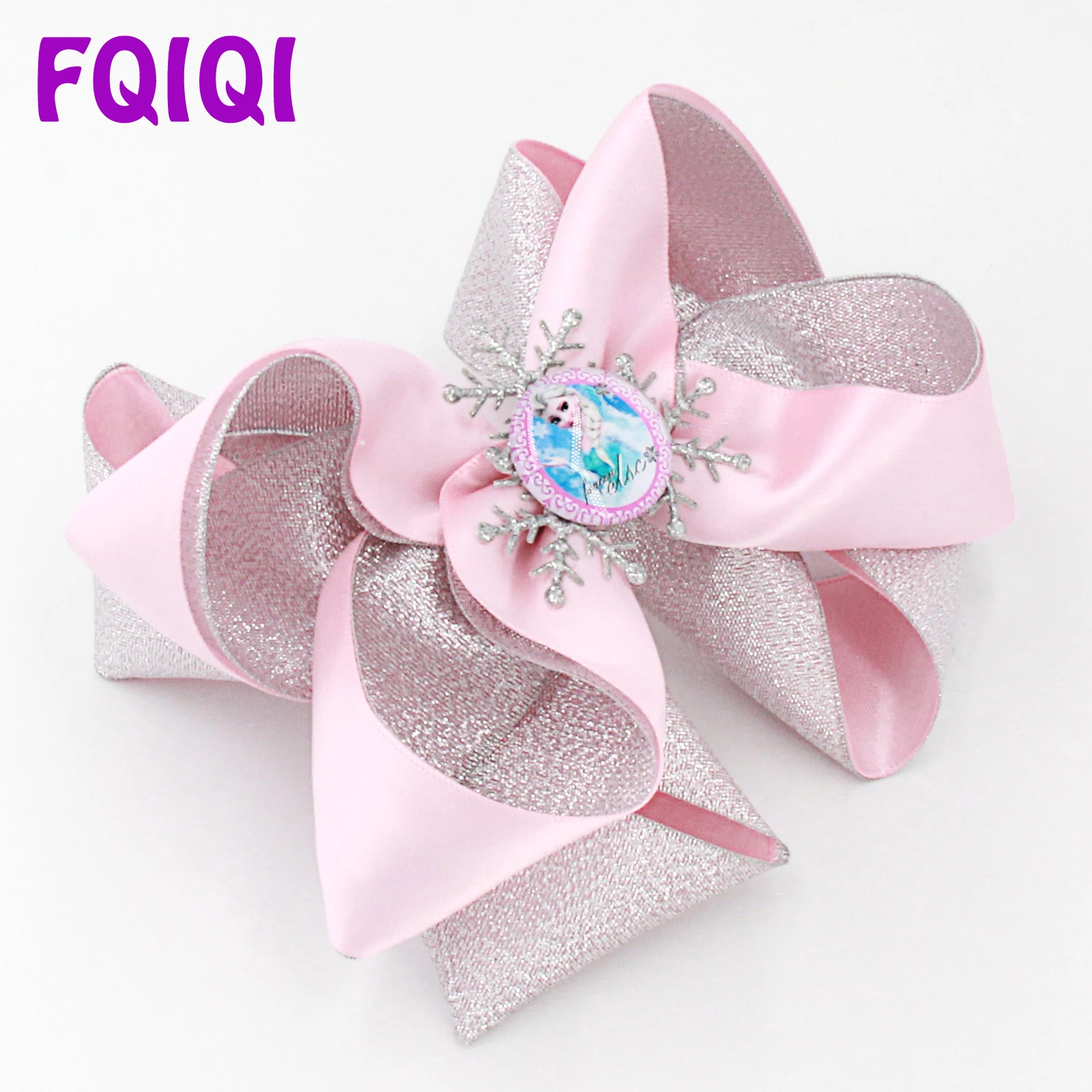 

FQIQI 6 Inch Big Ribbon Elsa Anna Sliver Snow Pink Handmade Bow Baby Hair Pins Girl Baby Bows Dance Party Baby Hair Accessories