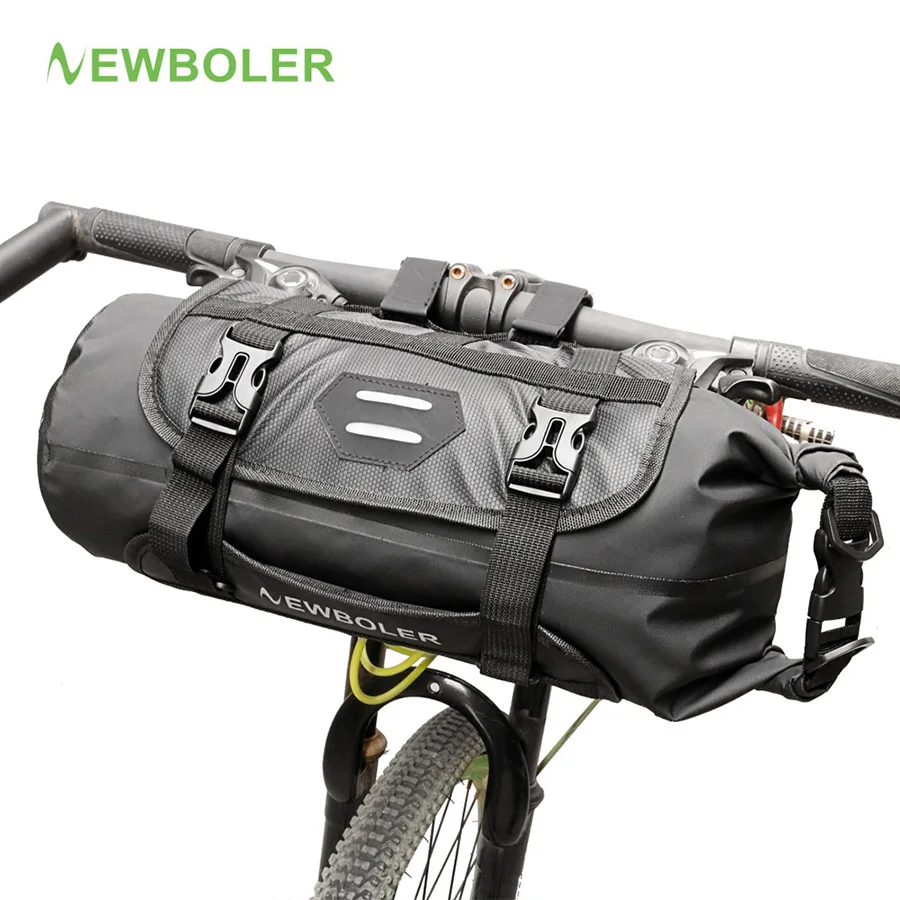 Appearanice Bicicleta de poli/éster de Gran Capacidad Cesta Delantera de Bicicleta Bolsa de Manillar de Tubo Impermeable Duradero Accesorios para Deportes al Aire Libre