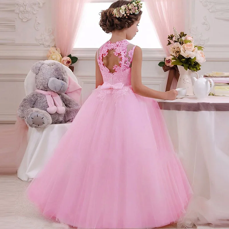 Платье с цветочным узором для девочек на свадьбу; вечерние платья; vestidos de primera comunion; платье для первого причастия; Пышное Бальное платье для детей; цвет белый