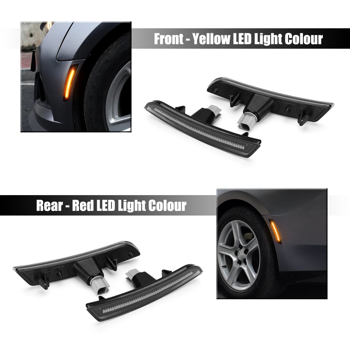 4Pcs/Set Smoked LED Clearance Lights Side Marker Lights Front Rear Set