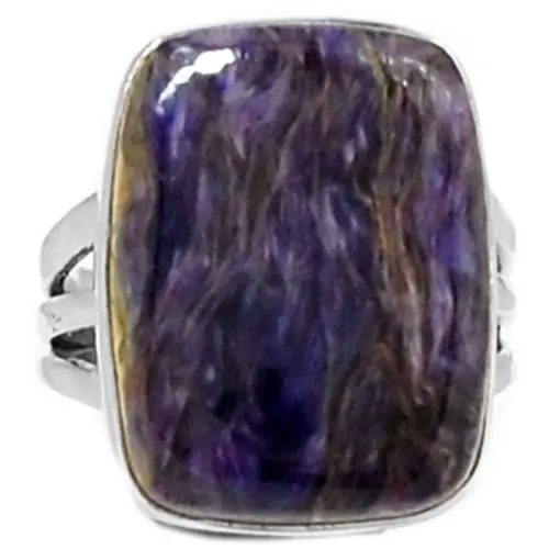

Hand Made Charoite Ring 100% 925 Sterling Silver Size: 6.75, AR0404