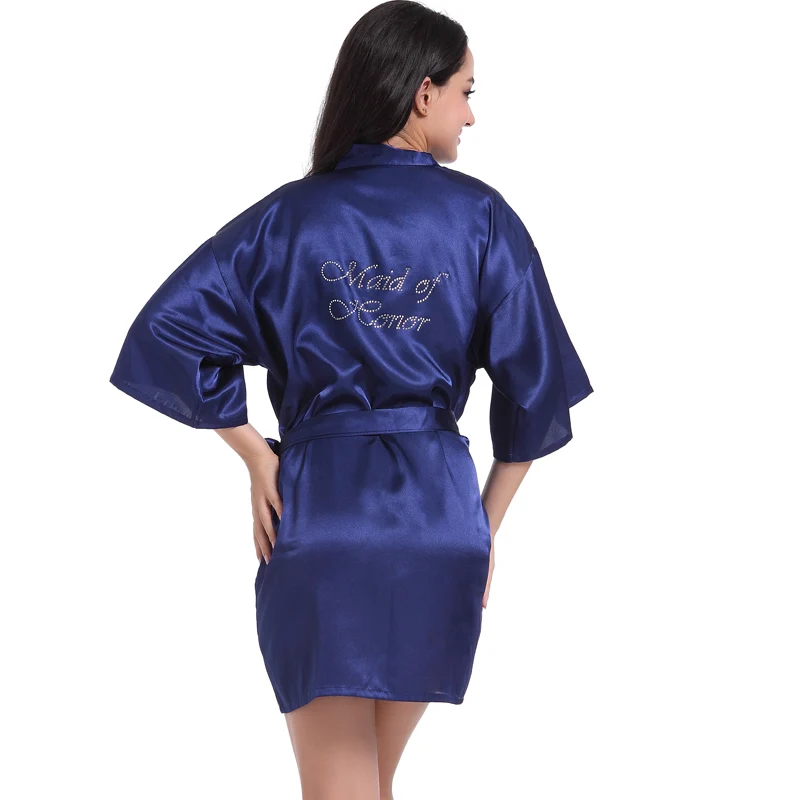 RB89 Rhinestone Letter Bride Robes Bridesmaids and Maid Of Honor Robes Sleepwear Nightwear Wedding Bathrobe Night dress Gown